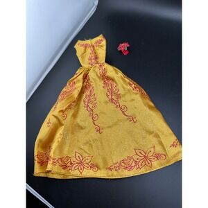 Elena of Avalor Holiday Dress and Hair Clip Christmas Poinsetta Gold and Red